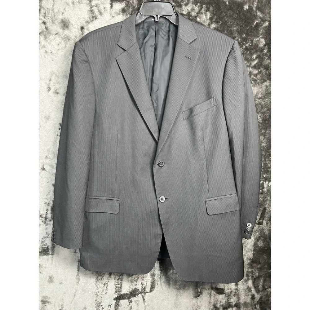 Zegna 100% Wool Blazer 58R Gray Pinstripe Designer‎ Sport Coat